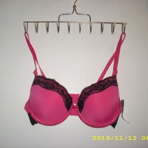 Bra - Hot pink with black lace